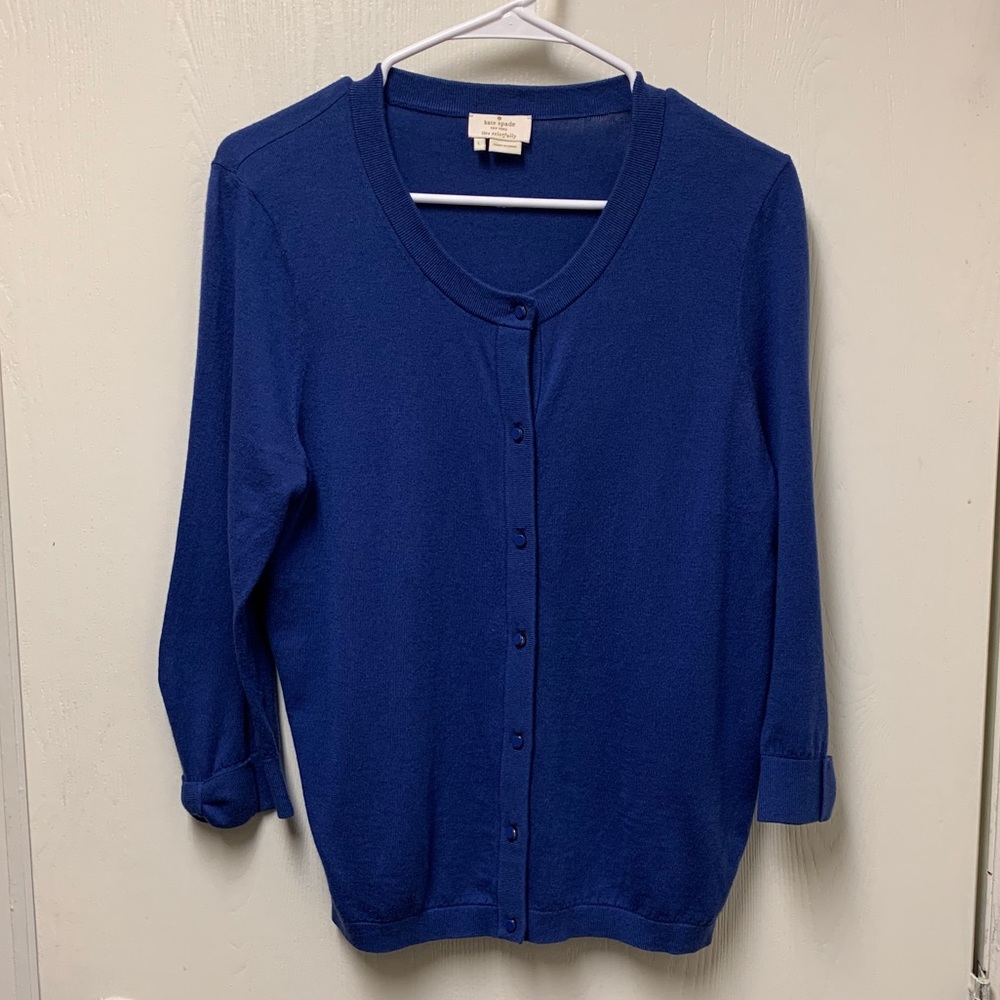 Kate Spade Blue Bow-Sleeve Cardigan